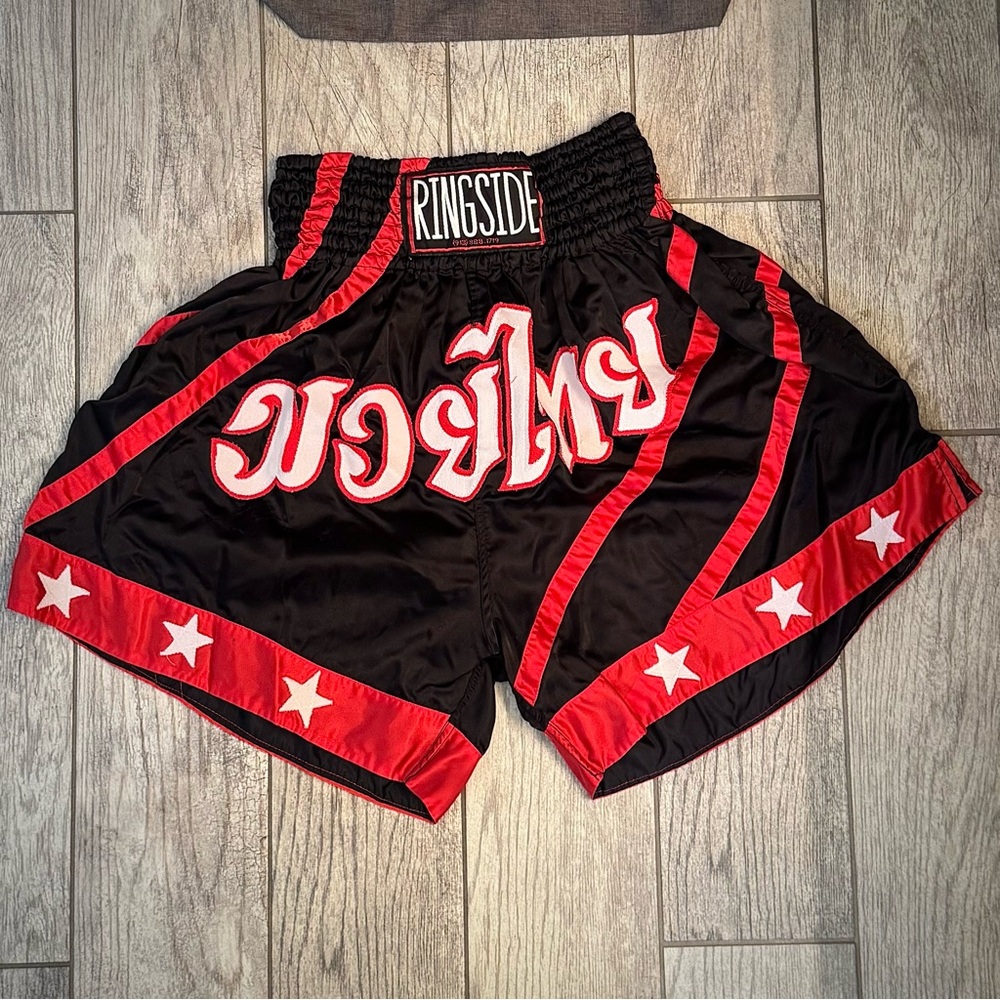 Ringside Brand Men’s Muay Thai Black and Red Athletic Thai Boxing Shorts